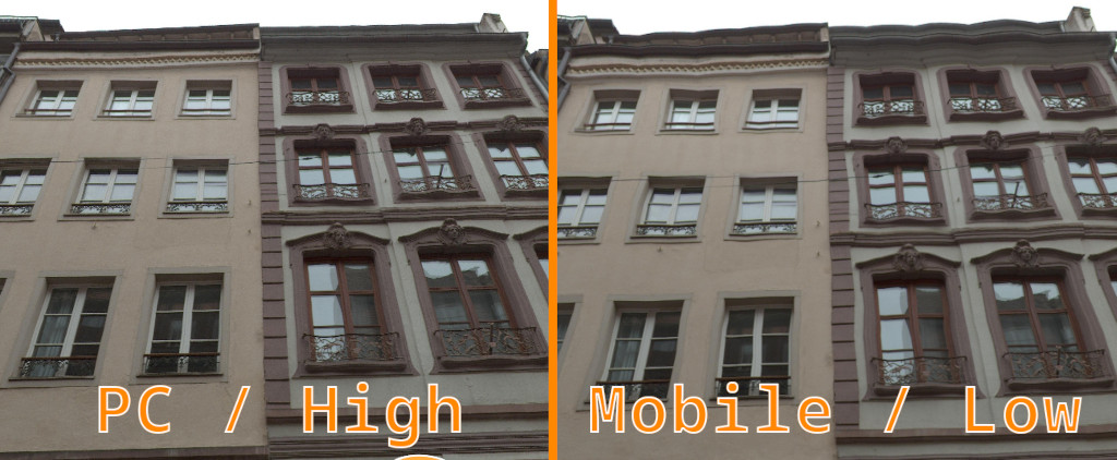 Comparative of mobile vs PC rendering